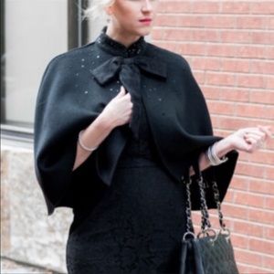 Prabal Gurung Black Wool Sequin Poncho/Cape